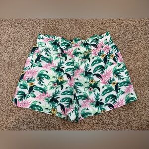LOFT Leaf Print Shorts - Green and Pink